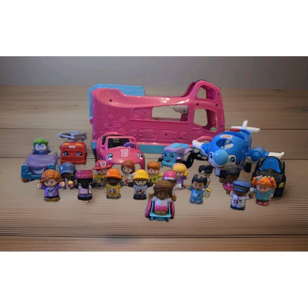 Lot Of 24 Assorted Fisher Price Little People  & Vehicles 2016-2024 RV Plane
